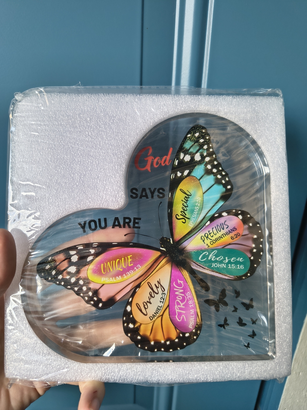 Inspirational Heart Butterfly Plaque - Multicolor